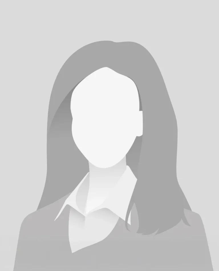 Gray-scale illustration of a faceless woman with long hair, wearing a collared shirt and jacket, on a light gray background.