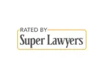 Rated by Super Lawyers logo in black and gold text on a white background.