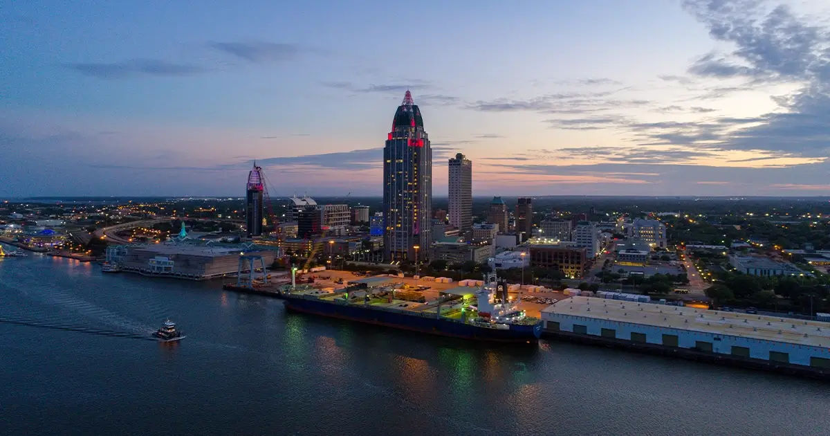 picture overlooking Mobile, Alabama