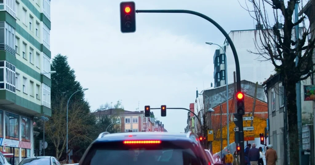 A red traffic light.