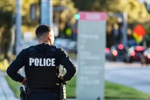 police at car crash scene